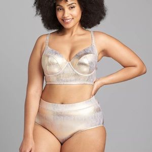 NWT Lane Bryant Gold Foil Bathing Suit Top 44F